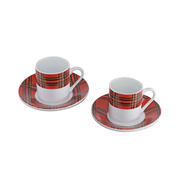 Set 4 Pezzi Tazza Caffè Tartan