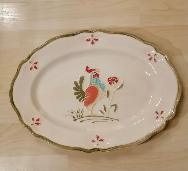 Piatto Ovale Decoro Galletto