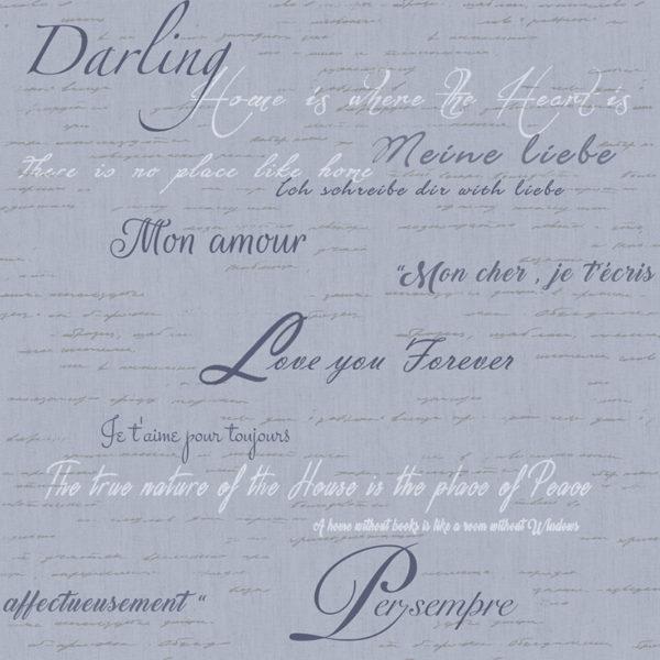 Carta da parati “Calligraphie Bleu”, a metraggio o a rotolo