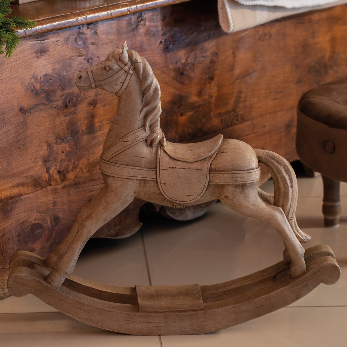 Cavallo a dondolo effetto legno